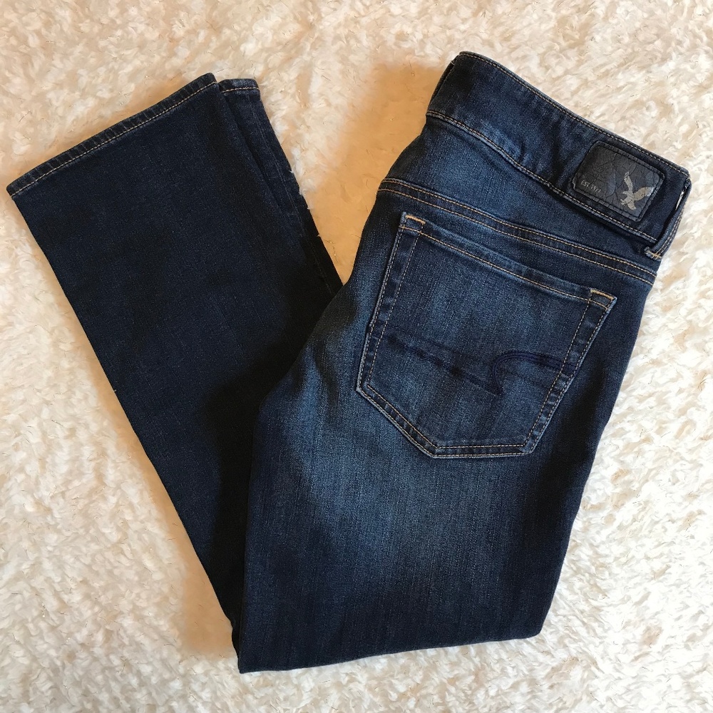 American Eagle Artist Crop Dark Wash Sz 6